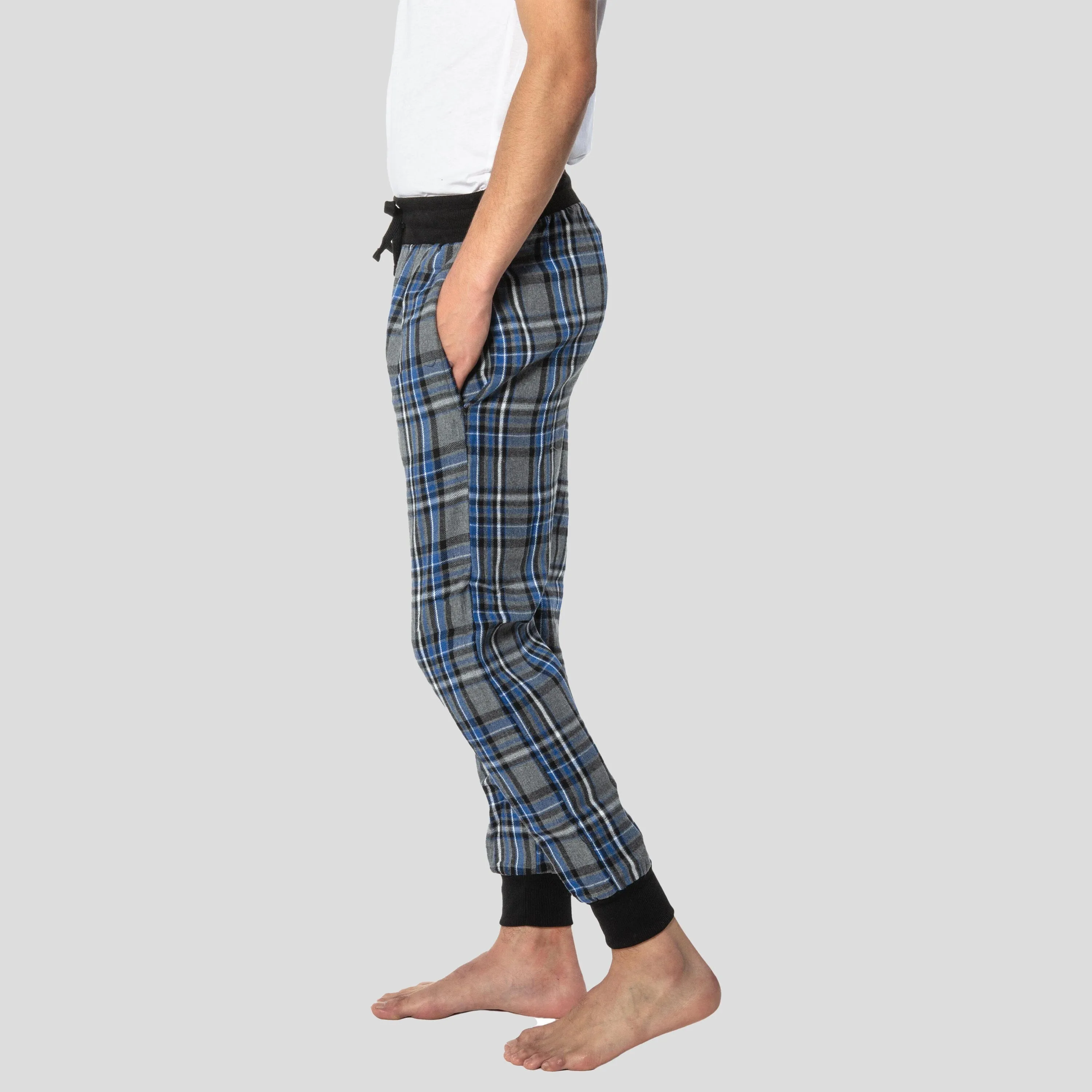 Members Only Men's Flannel Jogger Lounge Pants - Charcoal/Blue