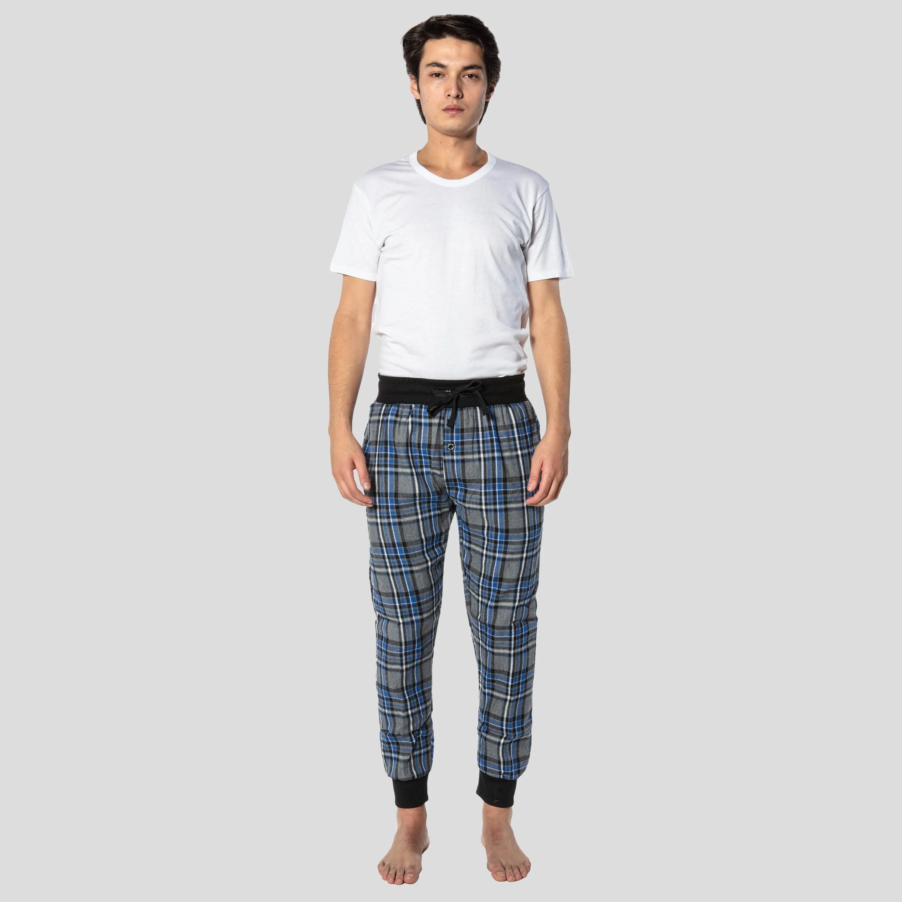 Members Only Men's Flannel Jogger Lounge Pants - Charcoal/Blue