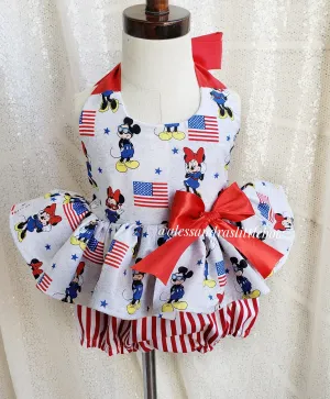 Mickey and Minnie patriotic Harper Romper