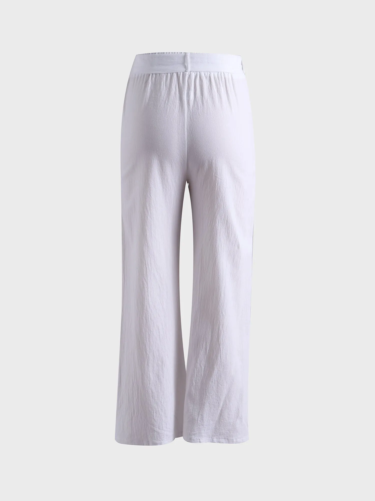 Midsize Casual Linen Wide-Leg Pants