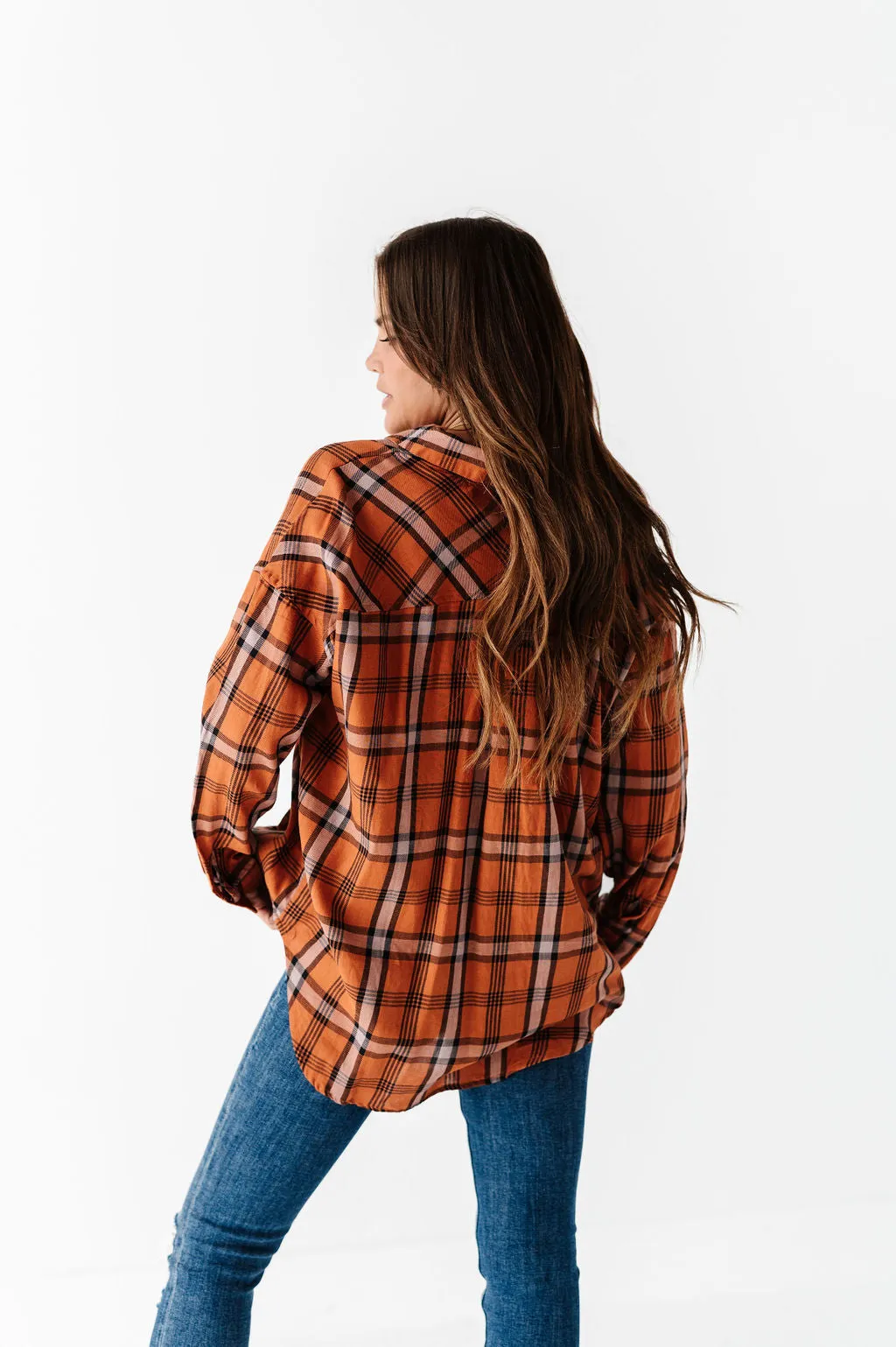 Milo Plaid Flannel Top in Brown