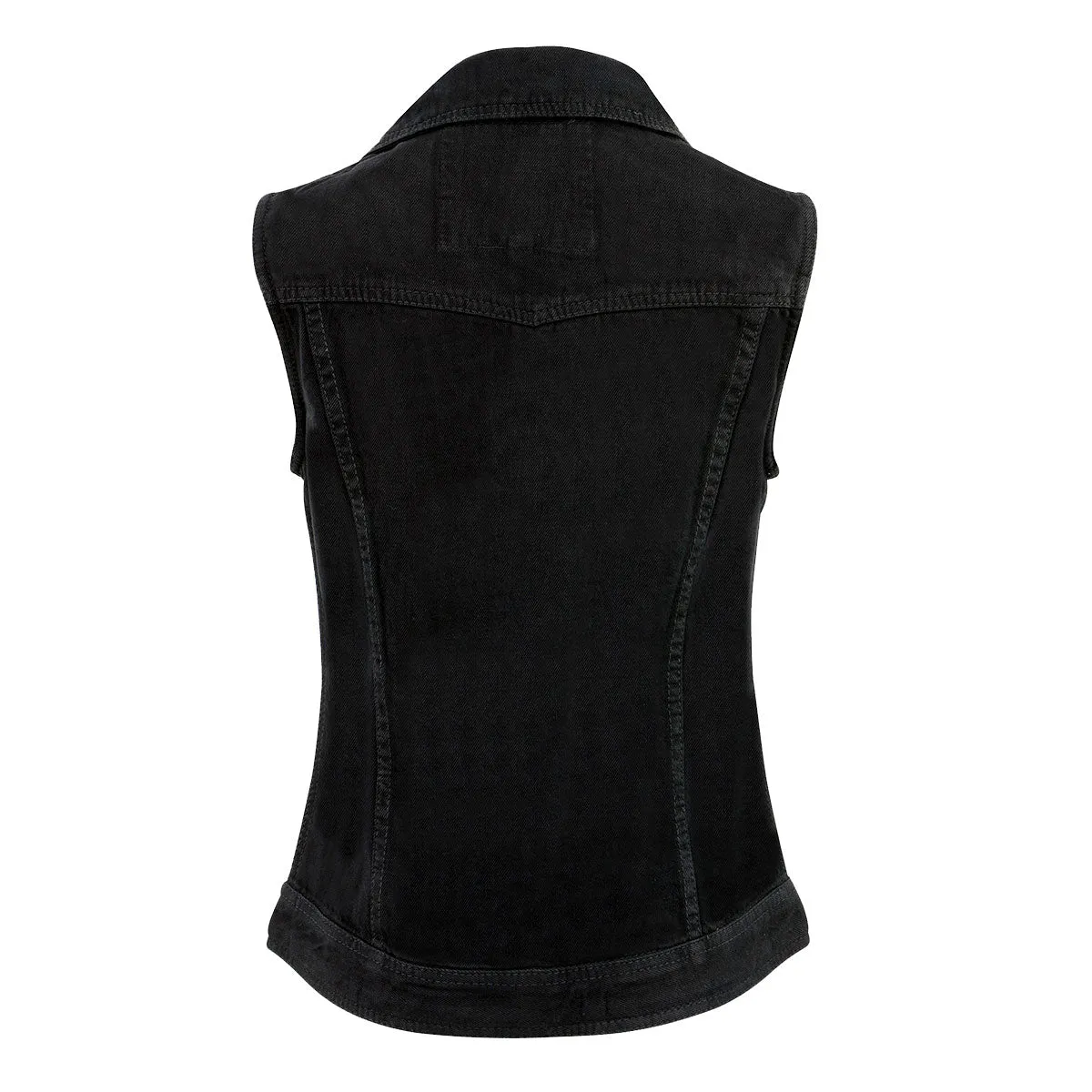 Milwaukee Leather MDL4030 Women's Black Denim Zipper Front Motorcycle Vest with Studded Spikes