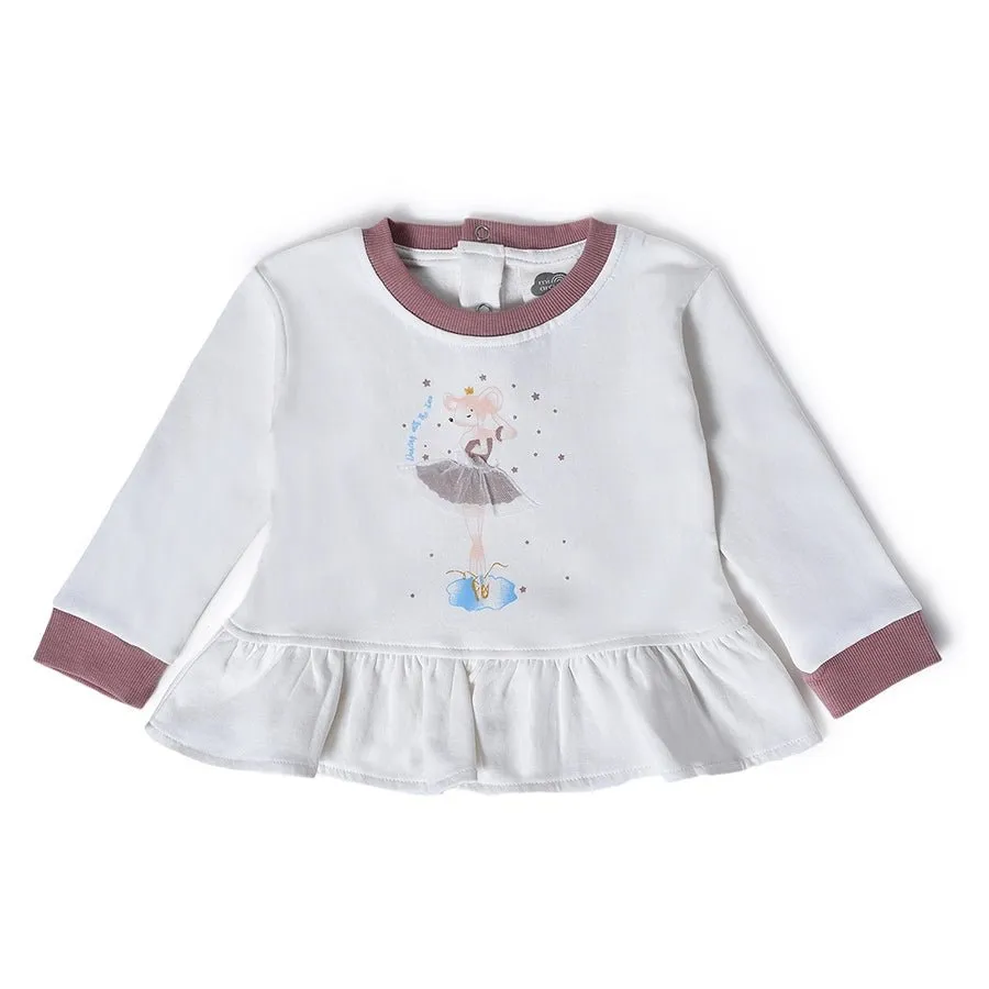 Misty Ballerina White Sweatshirt & Pajama Set