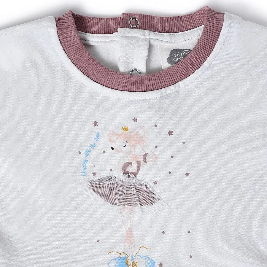 Misty Ballerina White Sweatshirt & Pajama Set