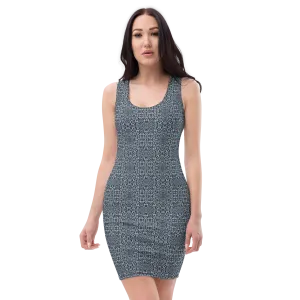 Recursia Contemplative Jaguar II Pencil Dress In Blue