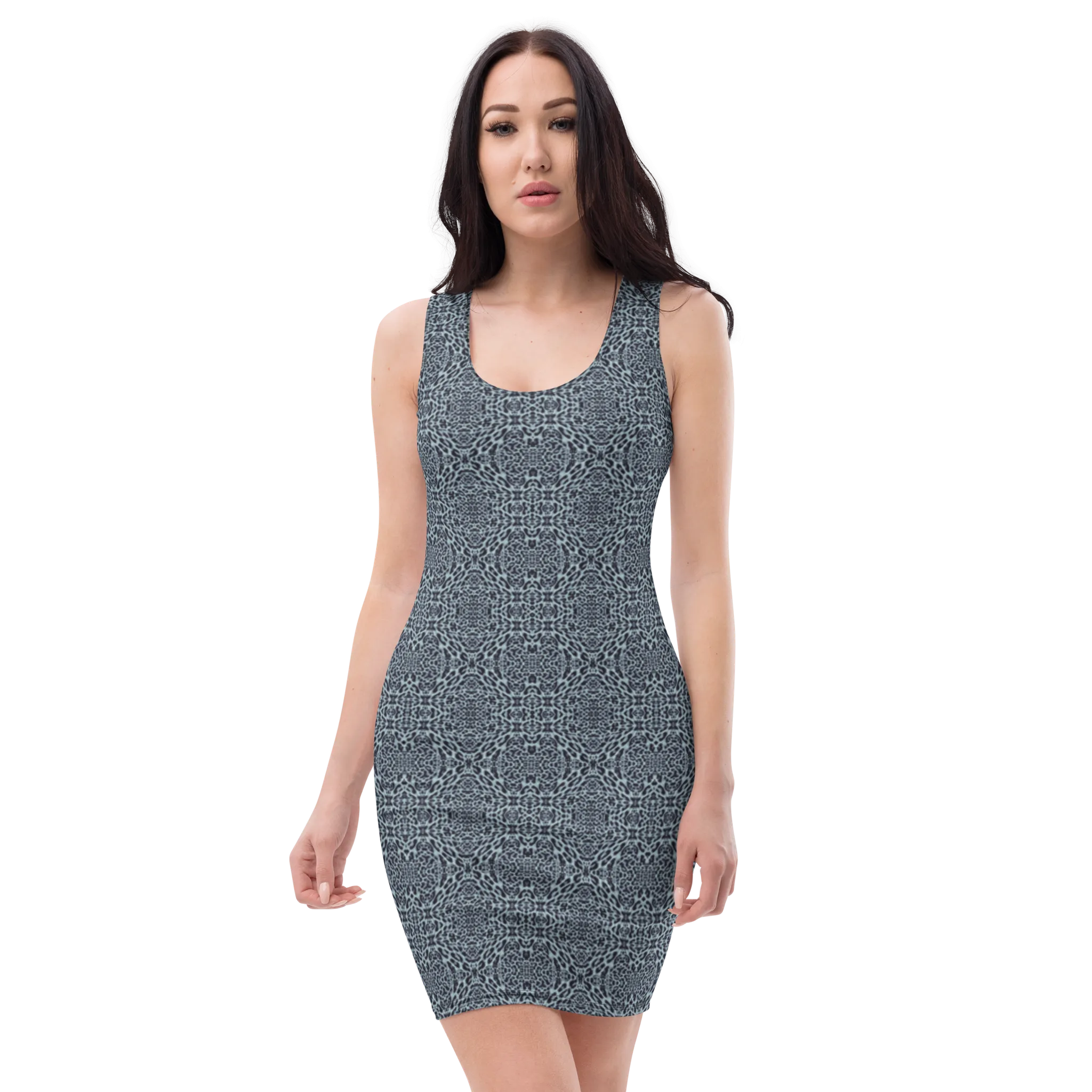 Recursia Contemplative Jaguar II Pencil Dress In Blue