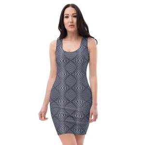 Recursia Illusions Game Pencil Dress In Blue