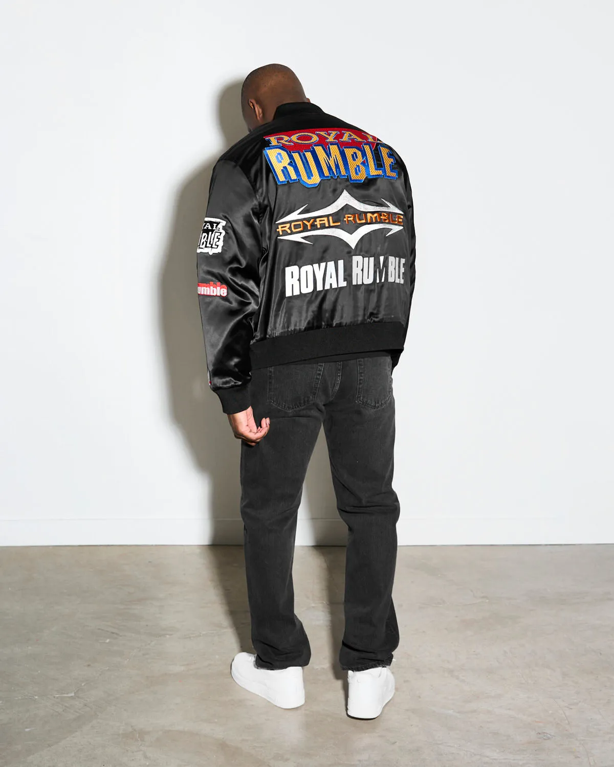 Vintage Royal Rumble Logo-Quilted Satin Jacket