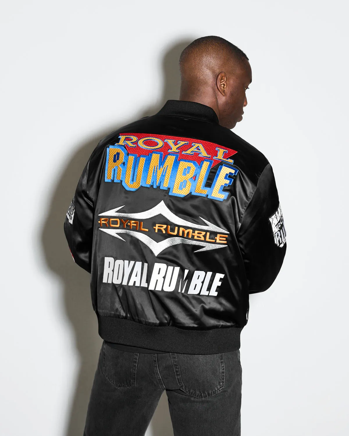 Vintage Royal Rumble Logo-Quilted Satin Jacket