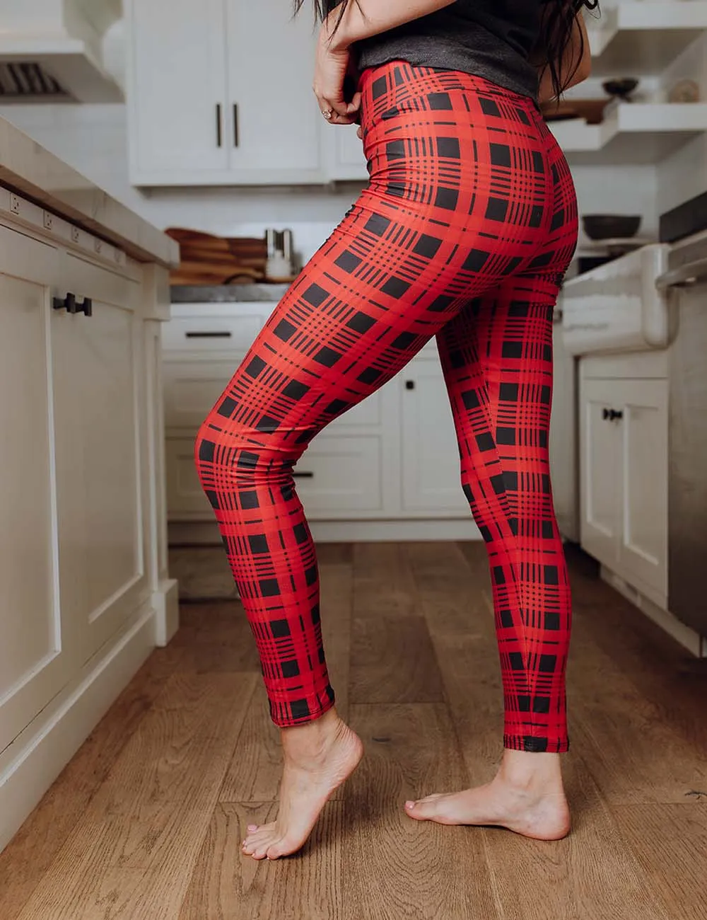 SA Exclusive Red Plaid Leggings