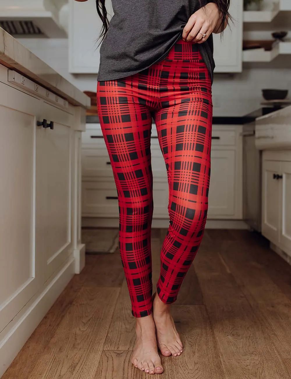 SA Exclusive Red Plaid Leggings