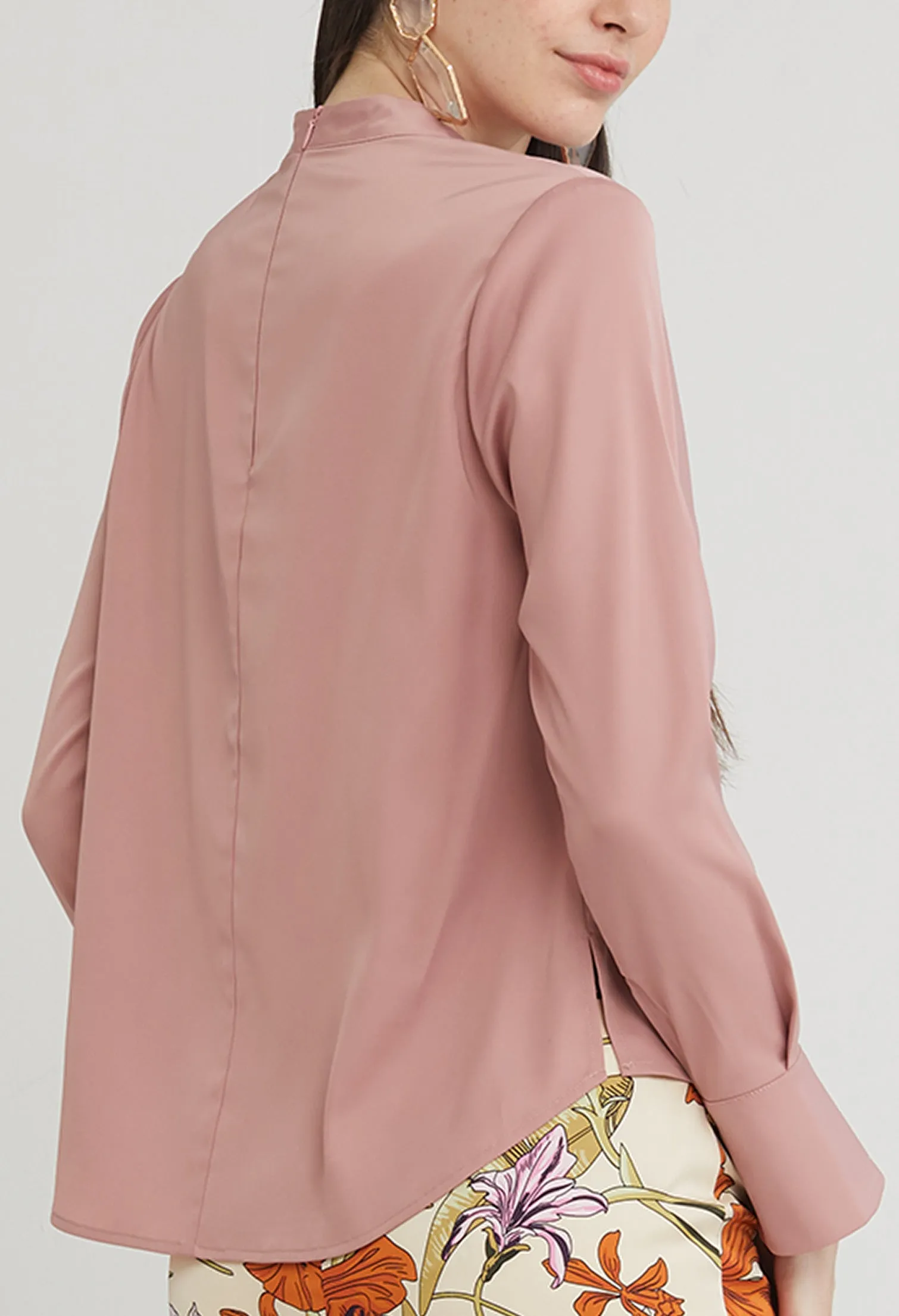 Satin Petal Sleeve Blouse