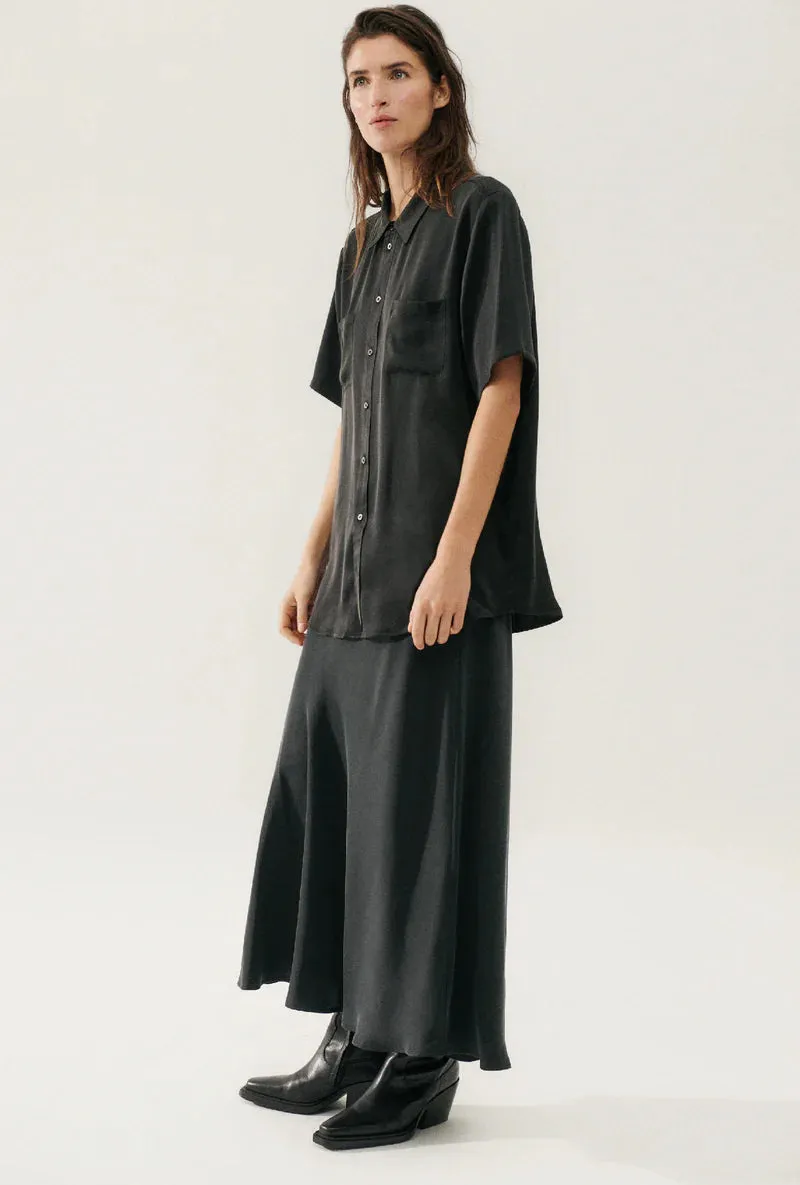 Silk Laundry Long Bias Cut Skirt - Black