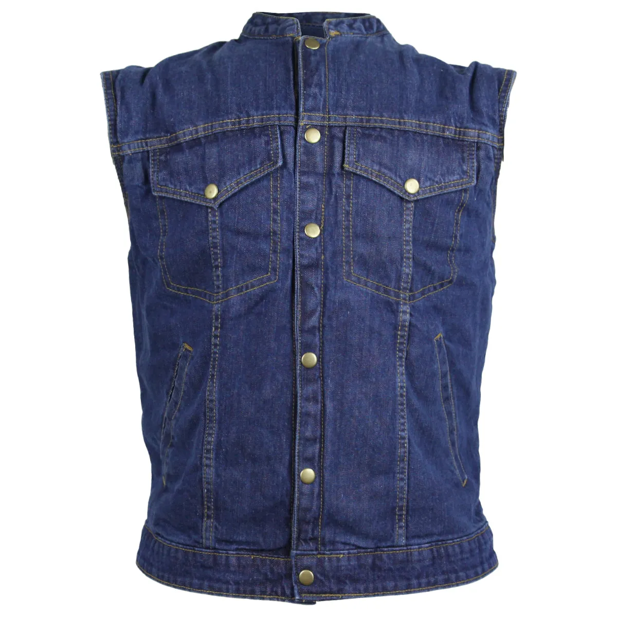 VB911BL & VB911BK Vance Leather Mens Denim Patch Holder Vest