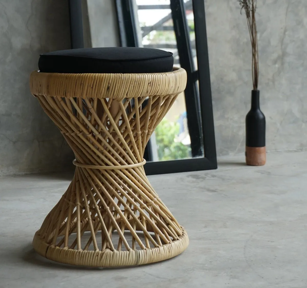 VINTAGE RATTAN STOOL