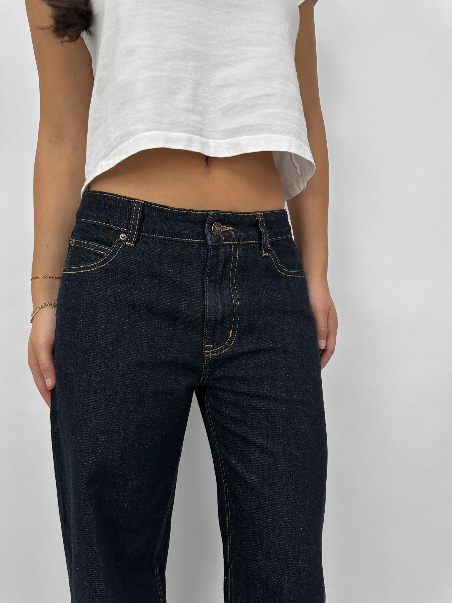 Wide Leg Cuffed Jeans