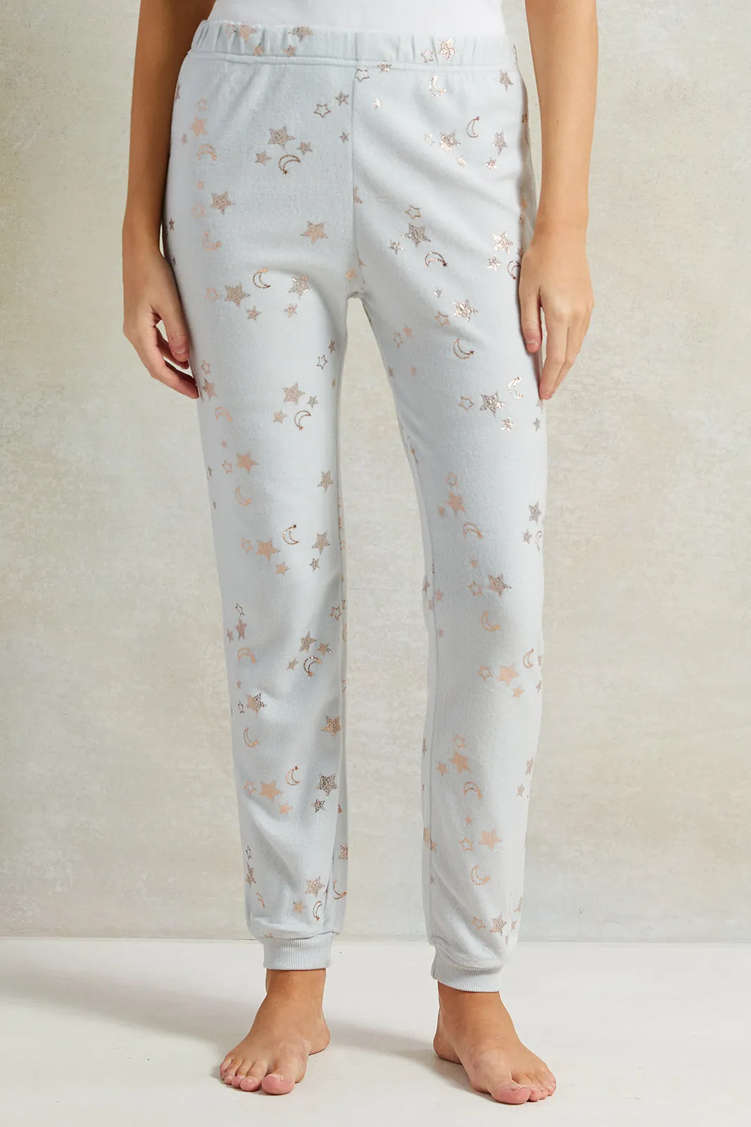 Women White Stars Print Pyjama Set (2 Piece)