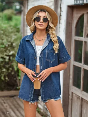 Women's Casual Denim Button Up Shirt