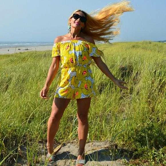 Yellow Floral off Shoulder Romper